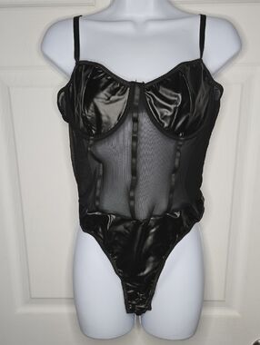 Black Sheer & PVC Bodysuit